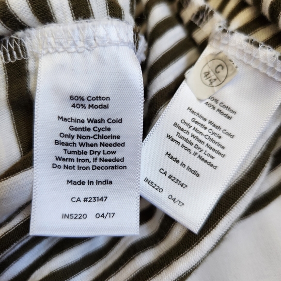 Talbots twin set cardigan tank top olive green white striped stretchy knit S - Picture 8 of 11